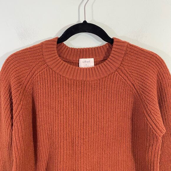 Wilfred Aritzia Women's Brown Jonnie Ruffle Hem Sweater Size M - Picture 3 of 9